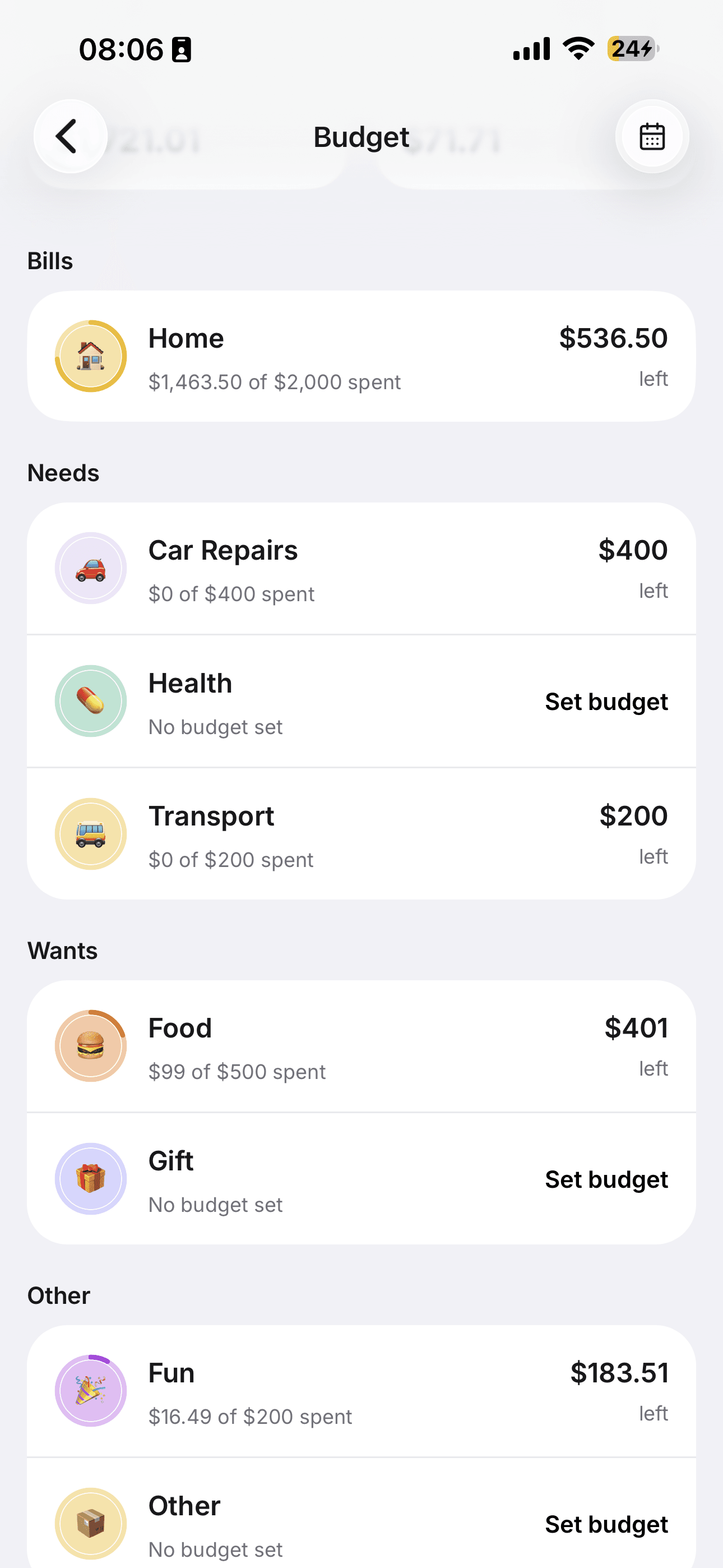 Tallyko budget categories
