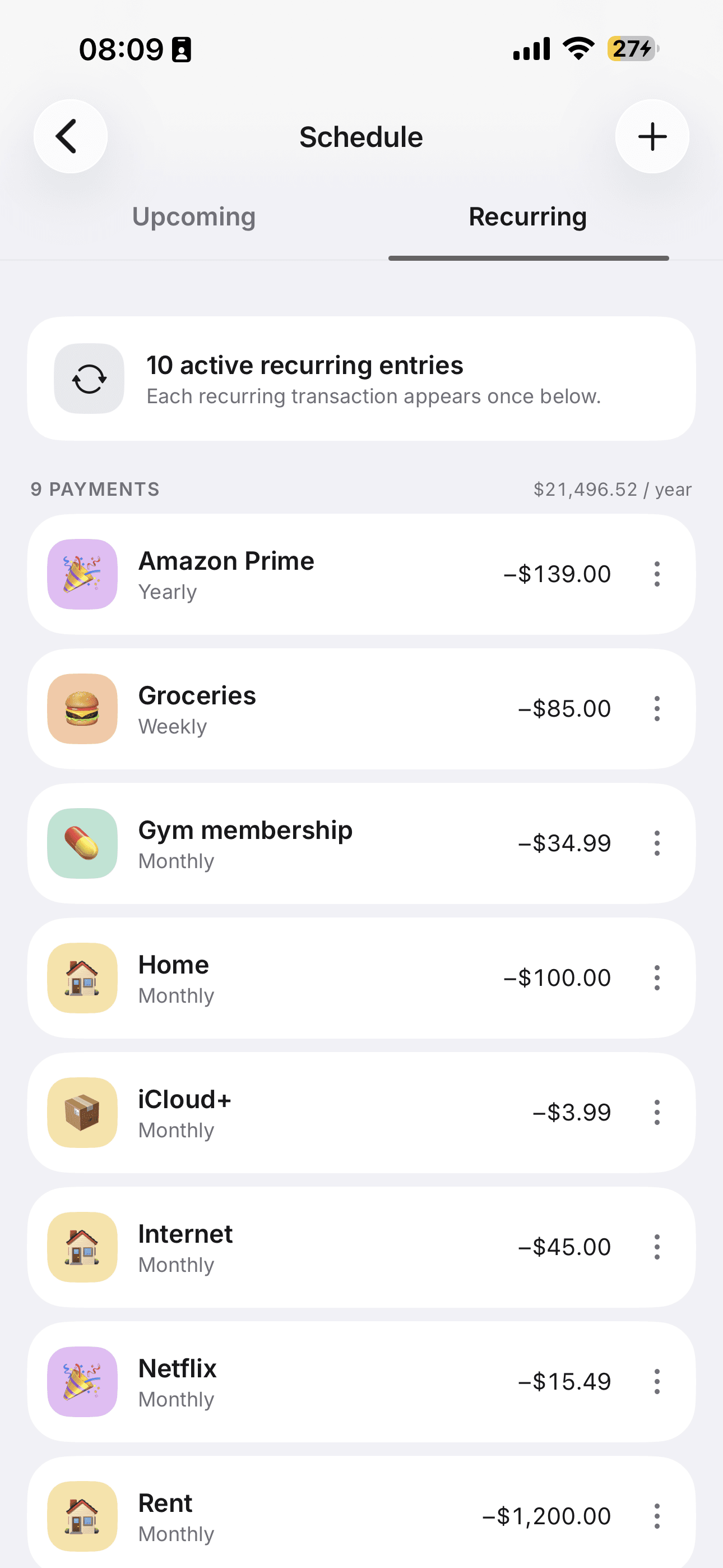 Tallyko recurring transactions