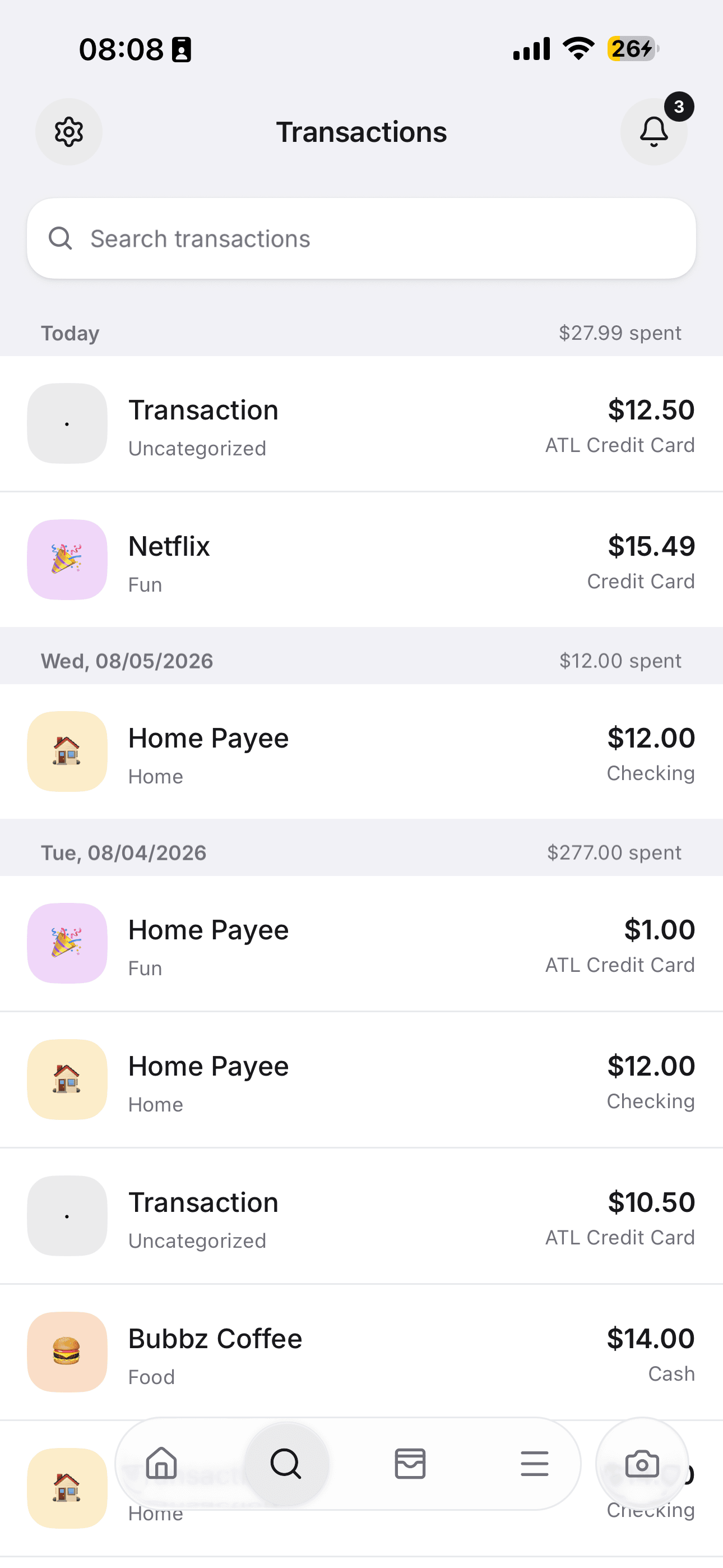 Tallyko transaction list